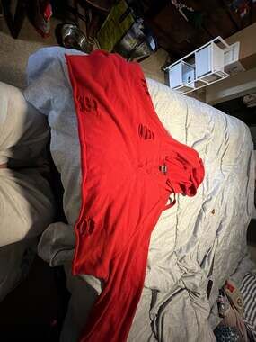 Forever 21 Women's Red Rapped Distressed Hoodie Size Large